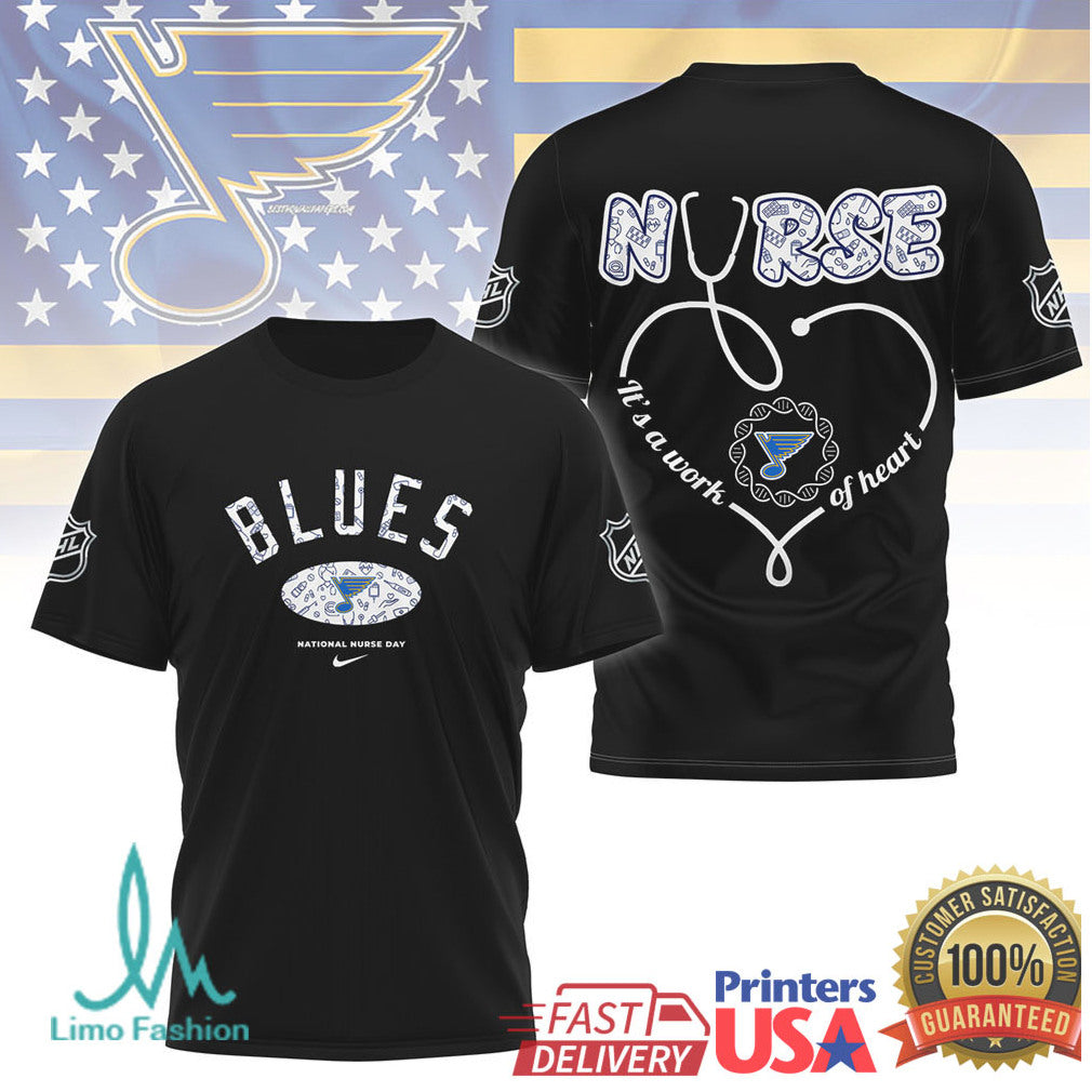 St. Louis Blues Nurse T Shirt National Nurse Day NHL Stethoscope Heart T Shirt - Limotees LLC