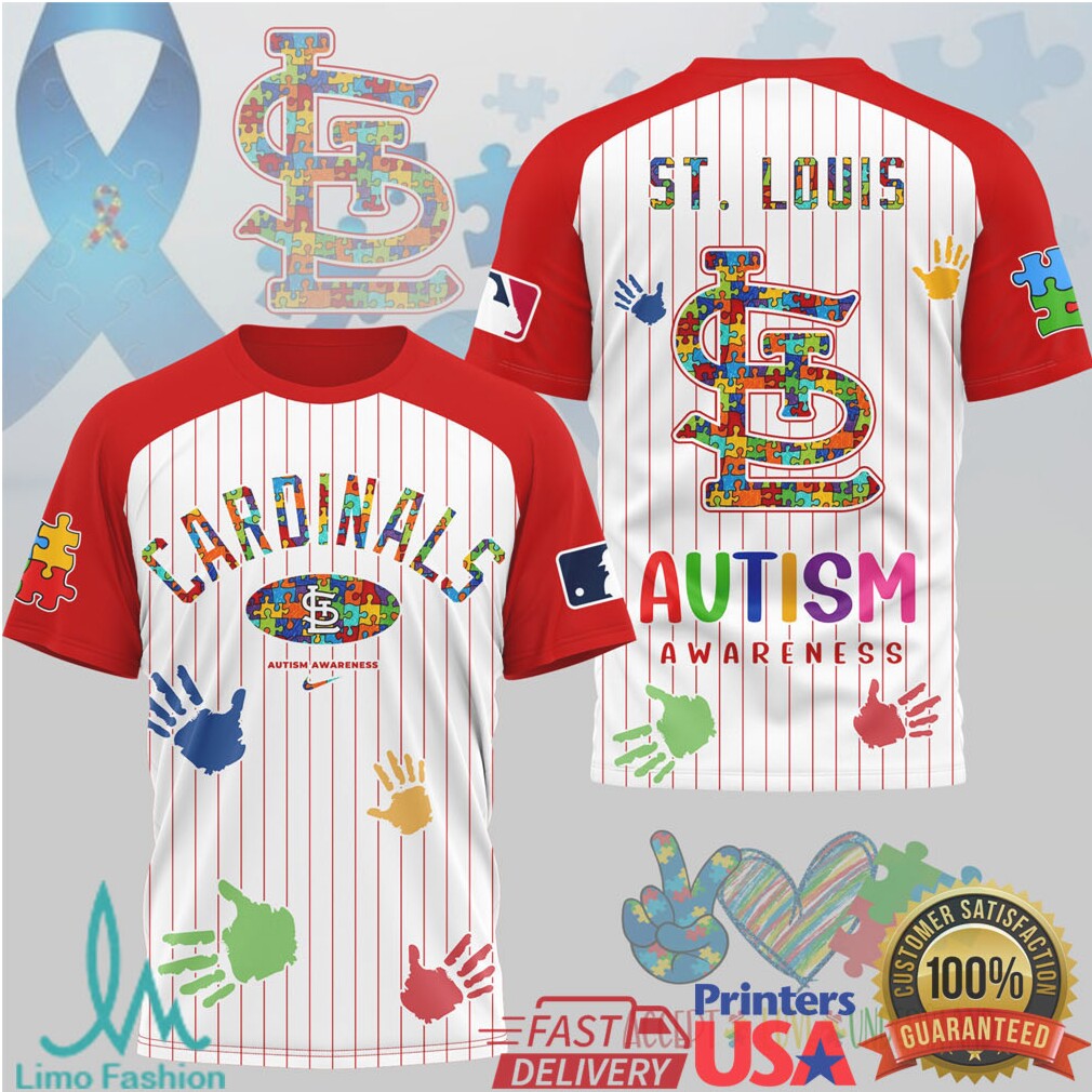 St. Louis Cardinals Autism Awareness Puzzle Logo Baseball T Shirt