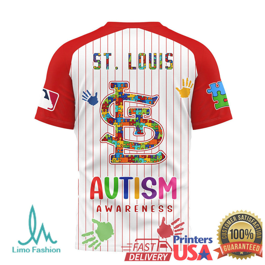 St. Louis Cardinals Autism Awareness Puzzle Logo Baseball T Shirt
