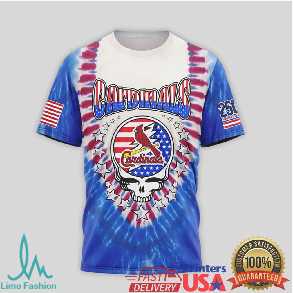 St. Louis Cardinals Grateful Dead Steal Your Base USA Flag Tie Dye T Shirt - Limotees LLC