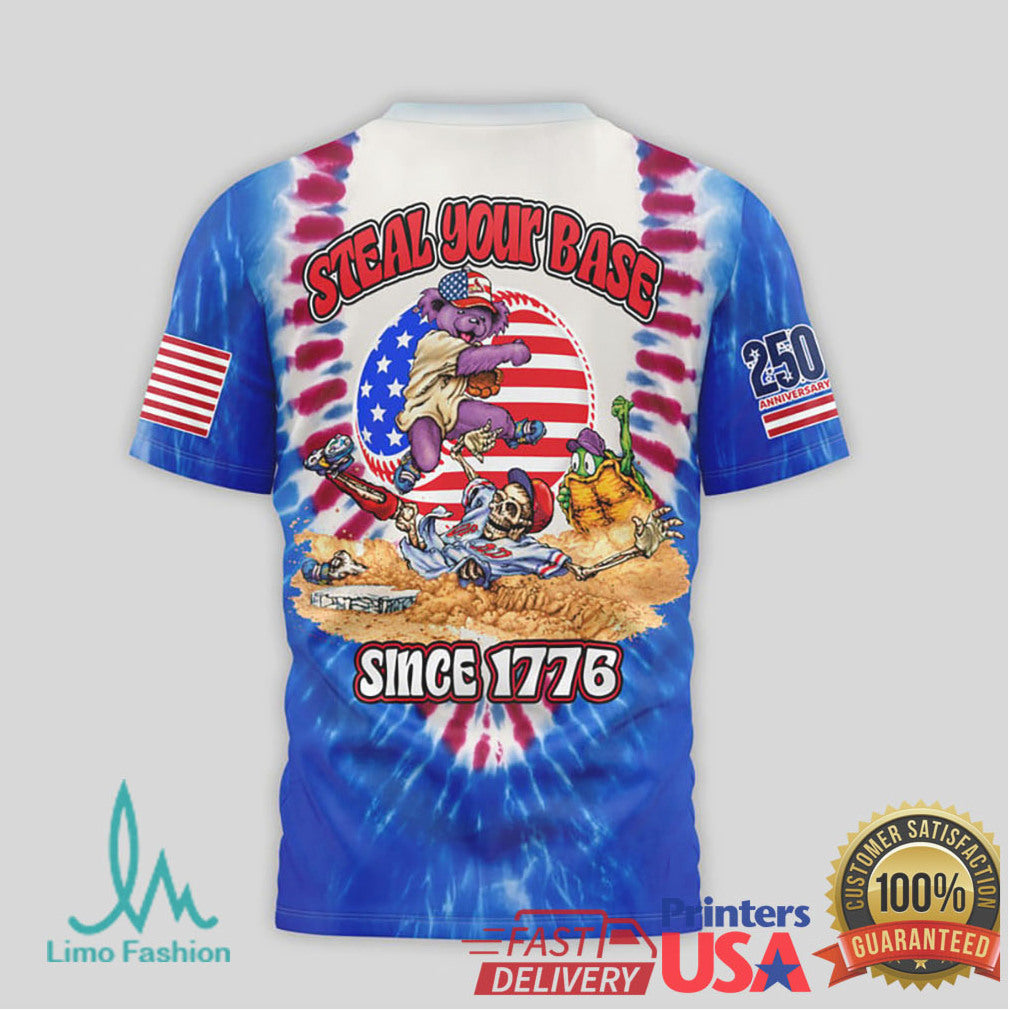 St. Louis Cardinals Grateful Dead Steal Your Base USA Flag Tie Dye T Shirt - Limotees LLC