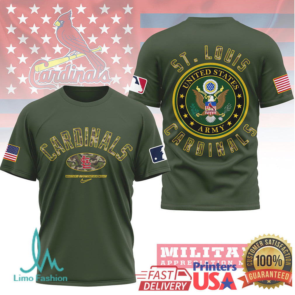 St. Louis Cardinals U.S. Army Military Appreciation Night Olive T Shirt - Limotees LLC