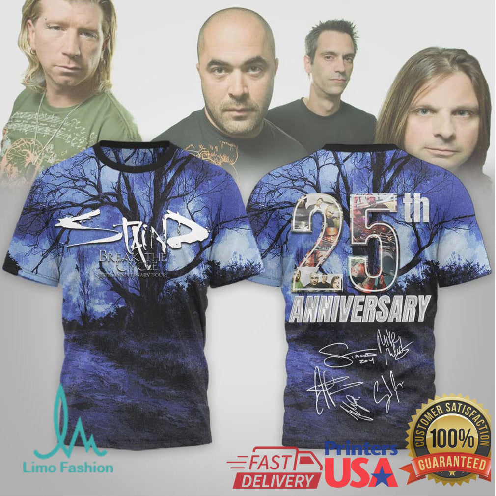 Staind 25th Anniversary Break The Cycle Tour Merch Blue Forest Design - Limotees LLC