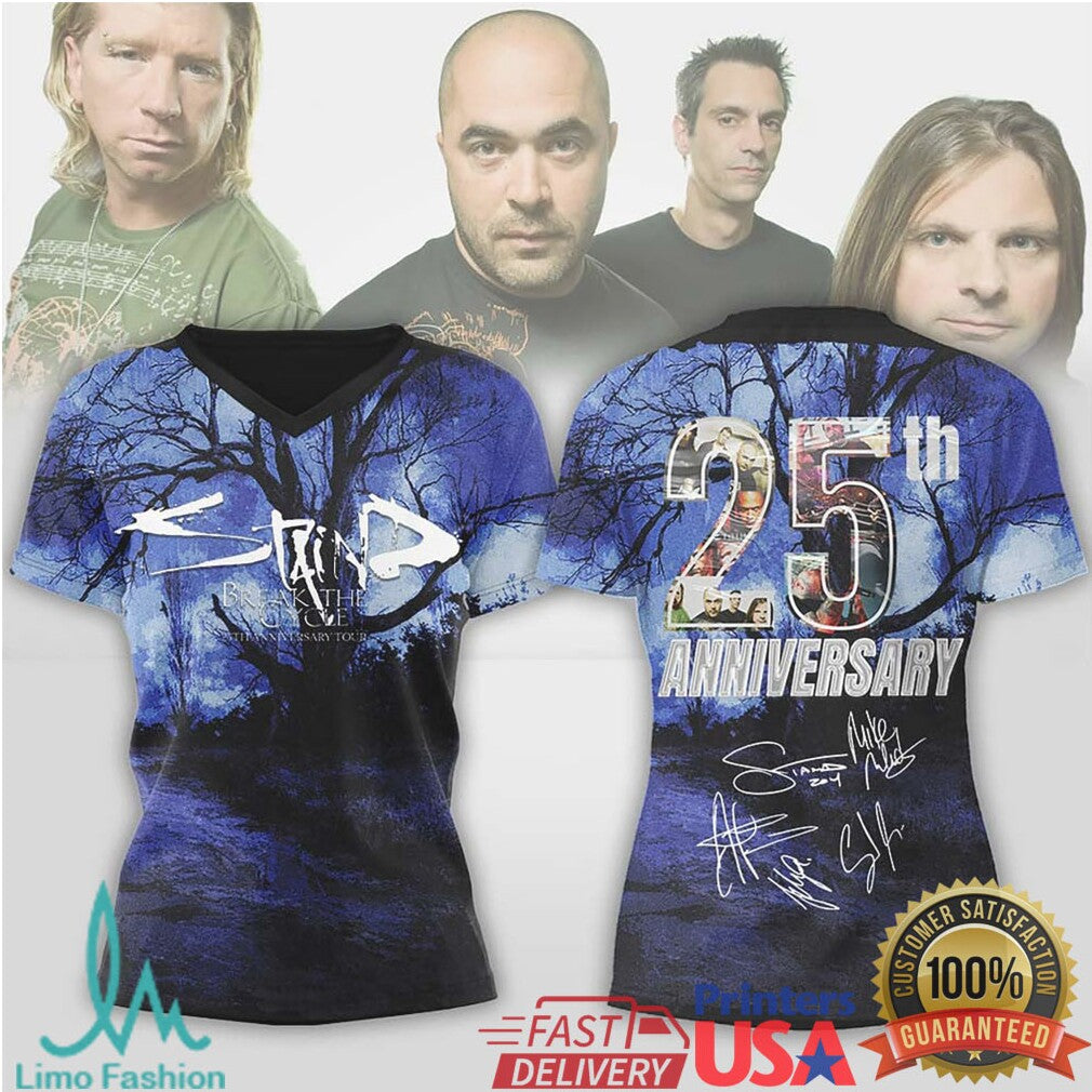 Staind 25th Anniversary Break The Cycle Tour Merch Blue Forest Design - Limotees LLC