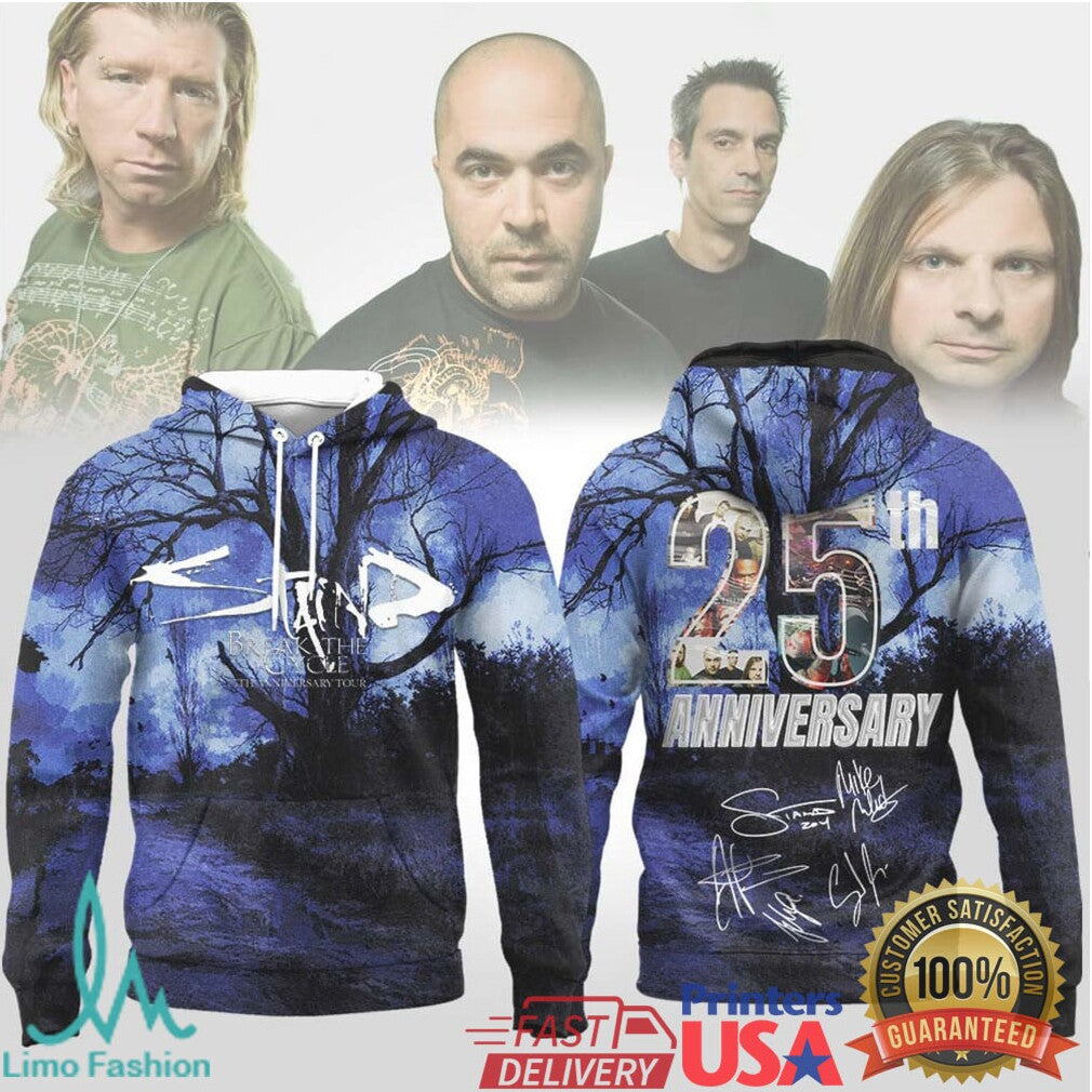 Staind 25th Anniversary Break The Cycle Tour Merch Blue Forest Design - Limotees LLC