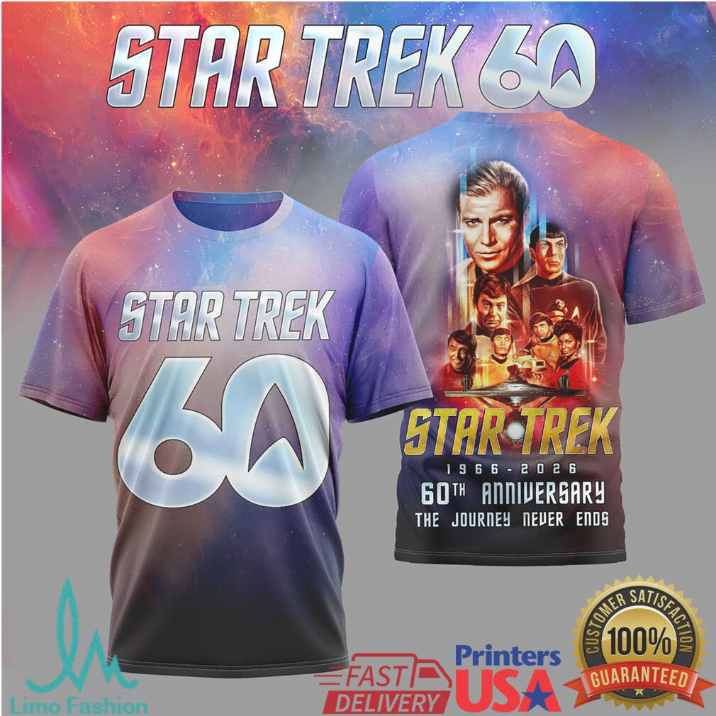 Star Trek 60Th Anniversary 1966 2026 The Journey Never Ends Shirt