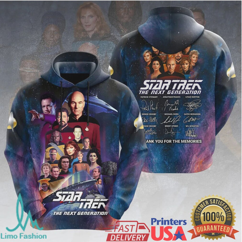 Star Trek The Next Generation Cast Signatures Memorial Tribute T Shirt - Limotees LLC