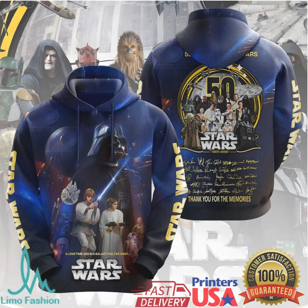 Star Wars 50 Years 1977 2027 Anniversary Darth Vader Luke Skywalker Retro Fans T Shirt - Limotees LLC