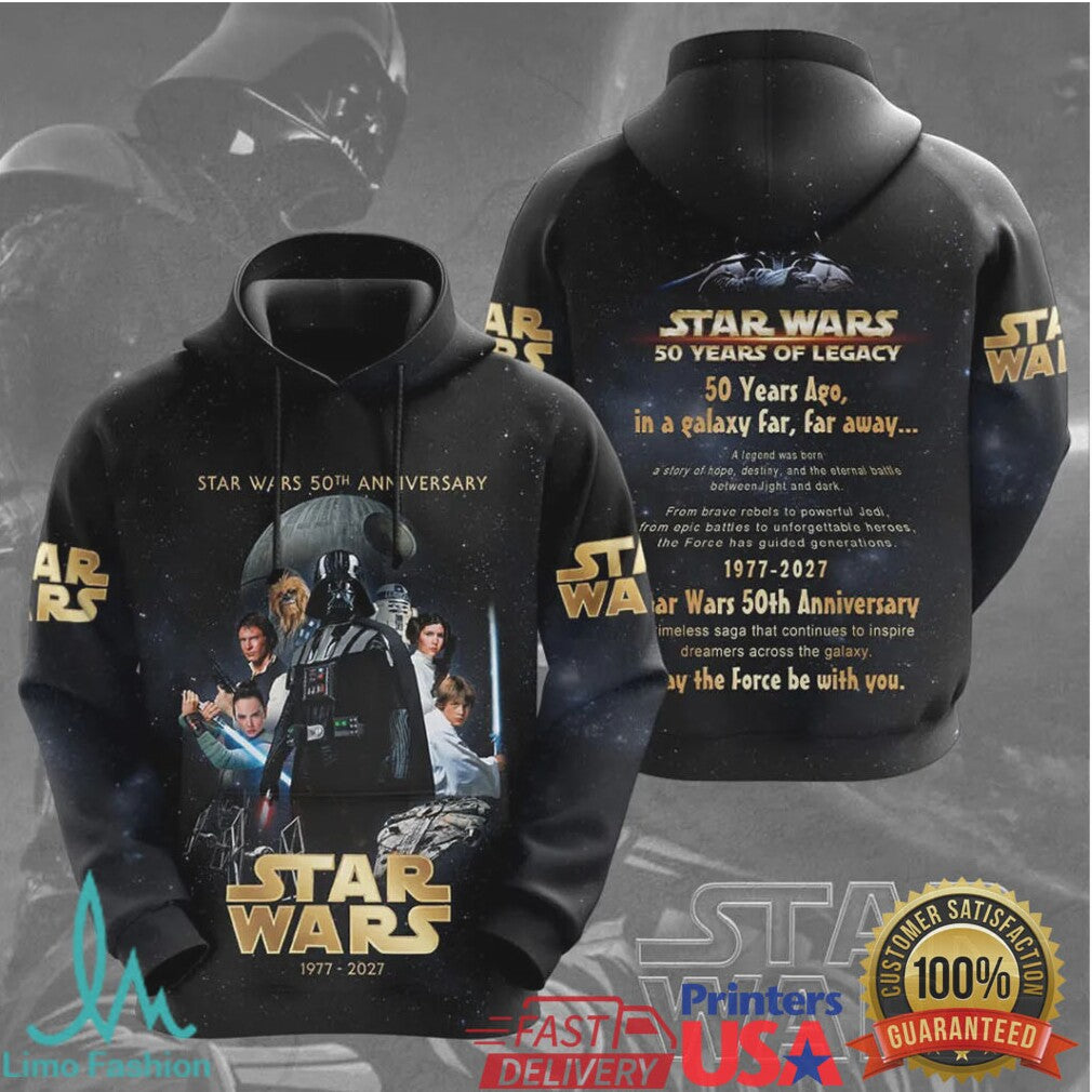 Star Wars 50 Years Of Legacy 50th Anniversary 1977 2027 Darth Vader Fans T Shirt - Limotees LLC