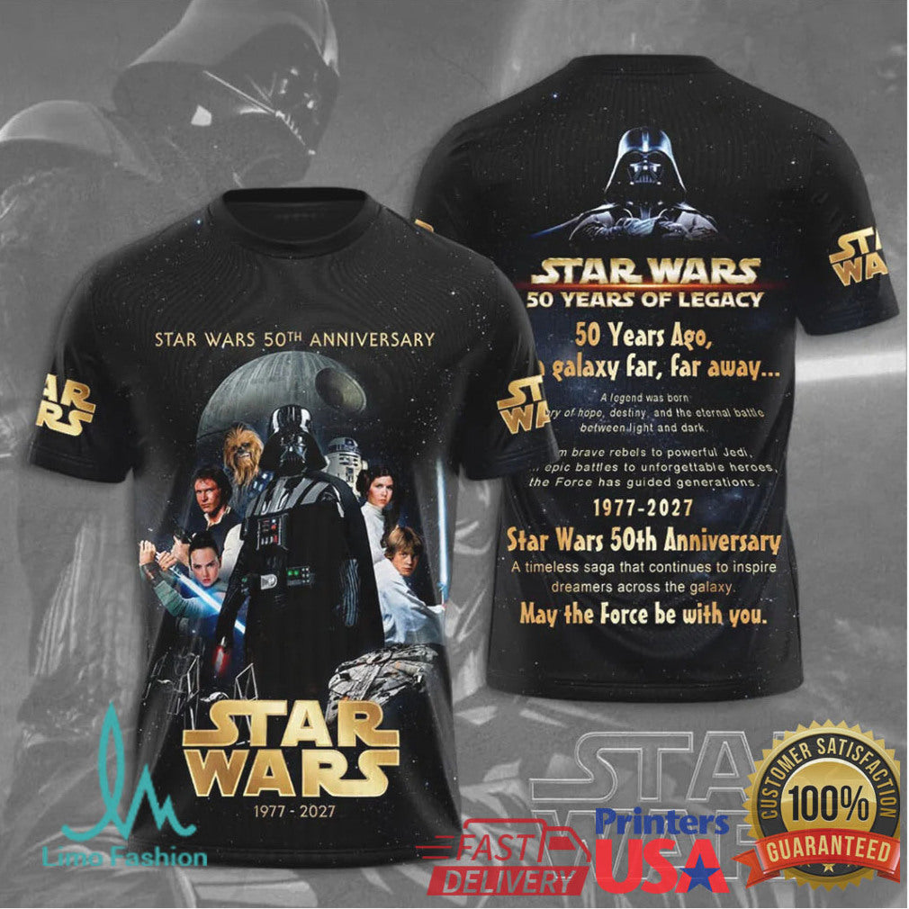 Star Wars 50 Years Of Legacy 50th Anniversary 1977 2027 Darth Vader Fans T Shirt - Limotees LLC
