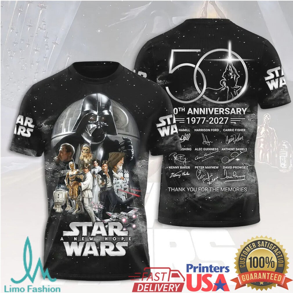 Star Wars 50th Anniversary 1977 2027 Darth Vader Signature T Shirt - Limotees LLC