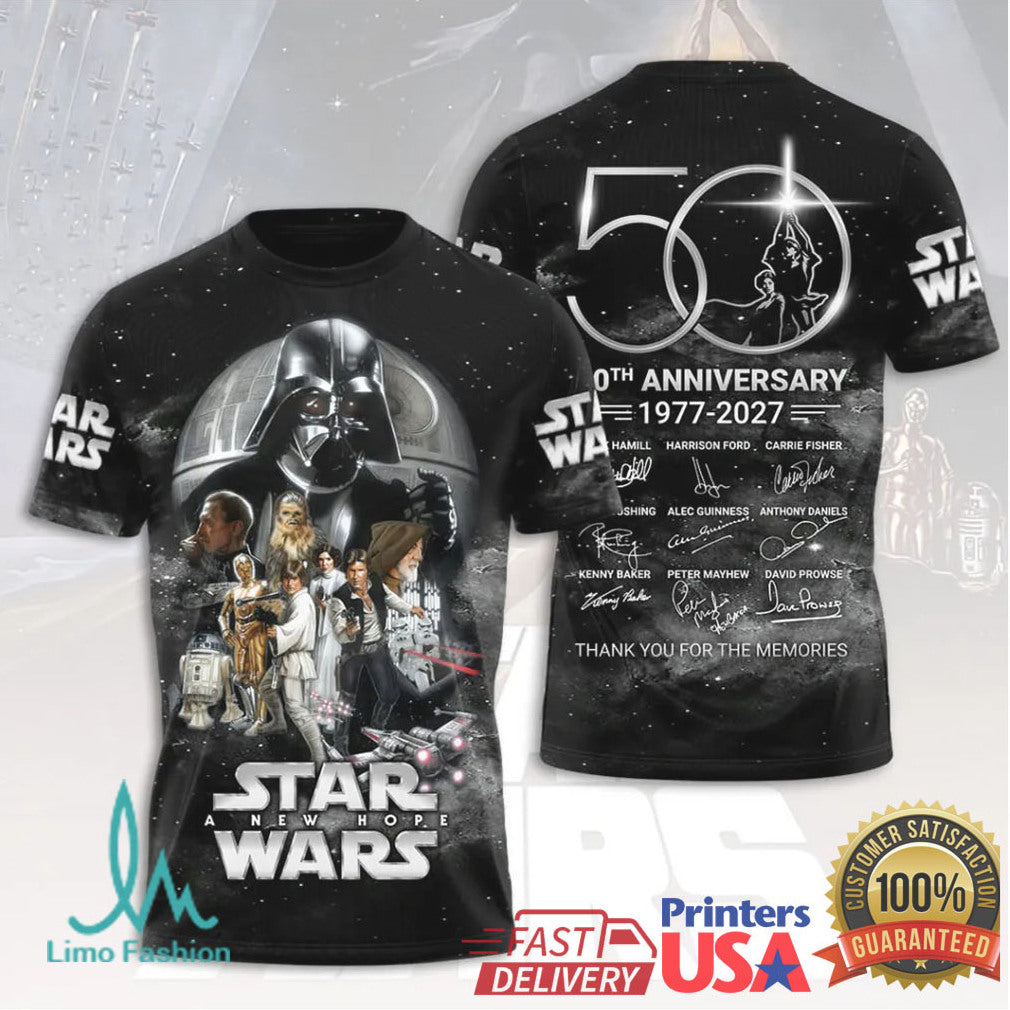 Star Wars 50th Anniversary 1977 2027 Darth Vader Signature T Shirt - Limotees LLC