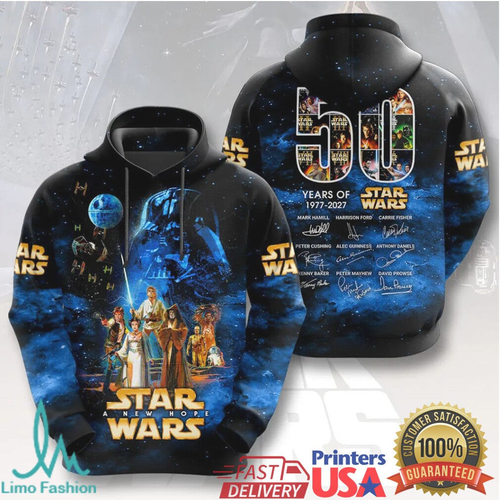Star Wars 50th Anniversary A New Hope Movie Poster Collage Signature T Shirt