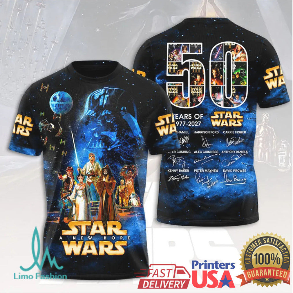 Star Wars 50th Anniversary A New Hope Movie Poster Collage Signature T Shirt