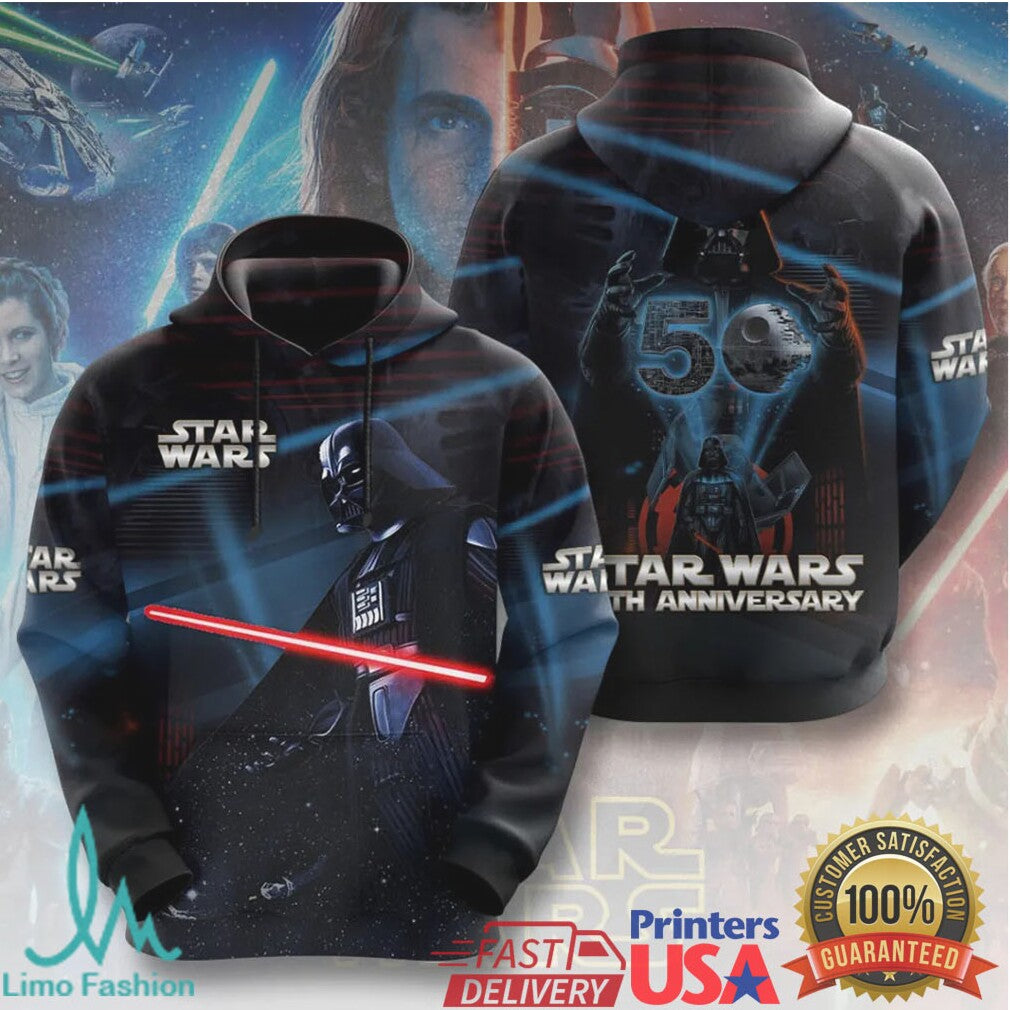 Star Wars 50th Anniversary Darth Vader Lightsaber Death Star Commemorative T Shirt - Limotees LLC
