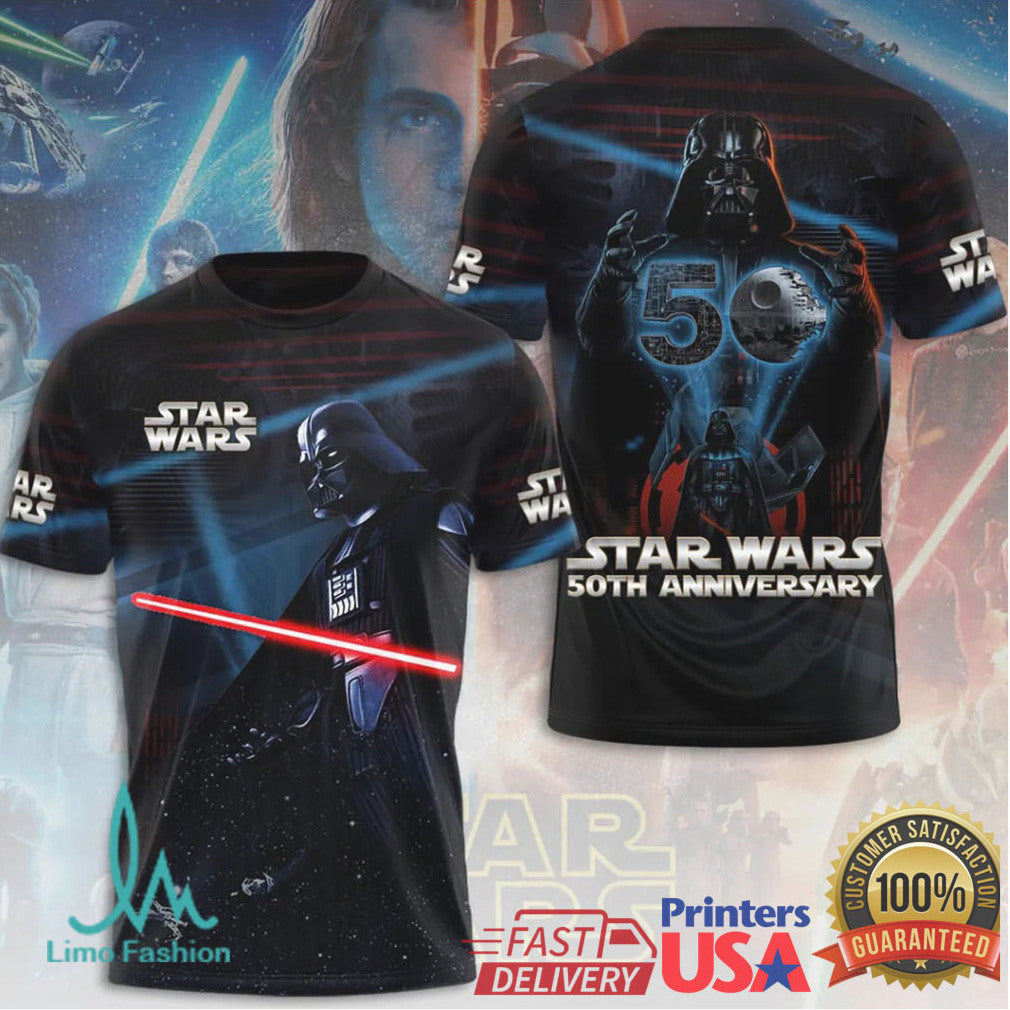 Star Wars 50th Anniversary Darth Vader Lightsaber Death Star Commemorative T Shirt - Limotees LLC