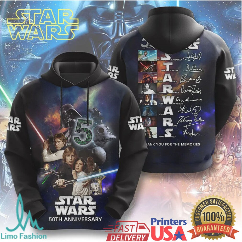 Star Wars 50th Anniversary Signature Cast “Thank You For The Memories” Apparel T Shirt