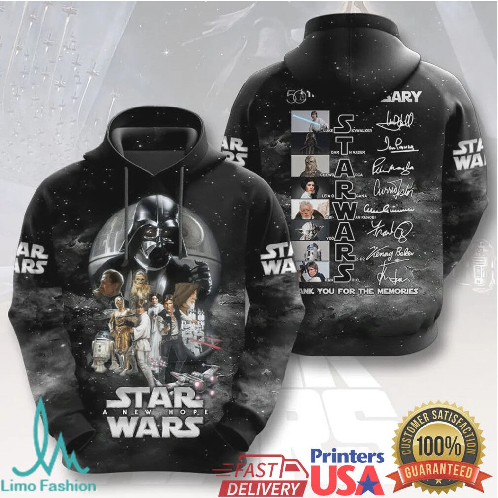 Star Wars A New Hope 50th Anniversary Cast Signatures Tribute T Shirt - Limotees LLC