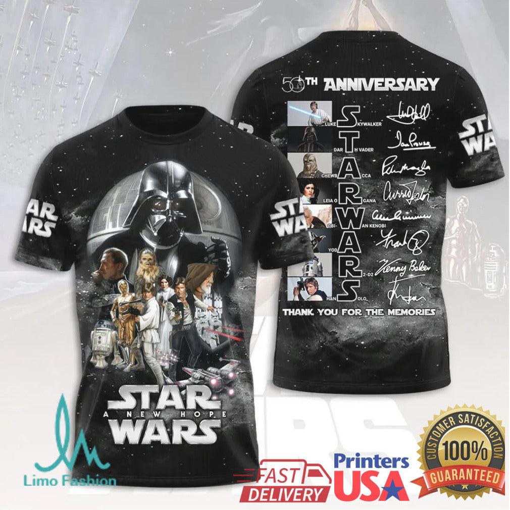 Star Wars A New Hope 50th Anniversary Cast Signatures Tribute T Shirt - Limotees LLC