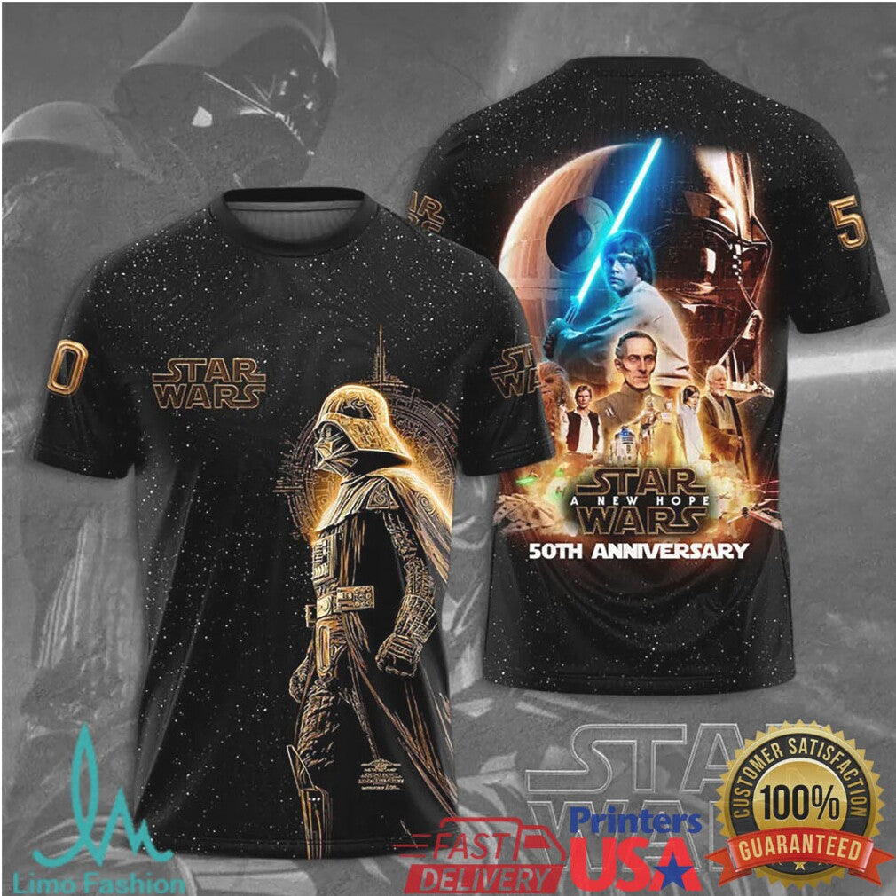 Star Wars A New Hope 50th Anniversary Darth Vader All Over Print T Shirt - Limotees LLC