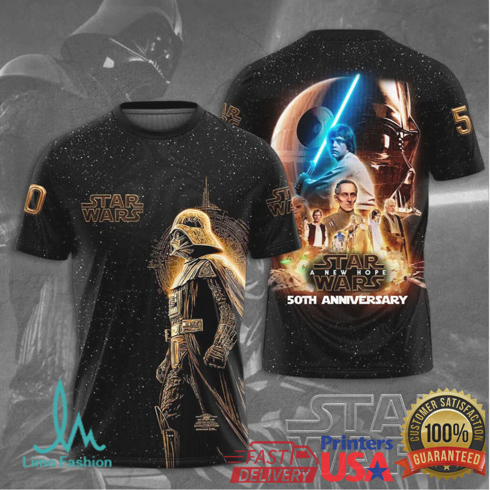 Star Wars A New Hope 50th Anniversary Darth Vader Commemorative 3D Apparel T Shirt - Limotees LLC