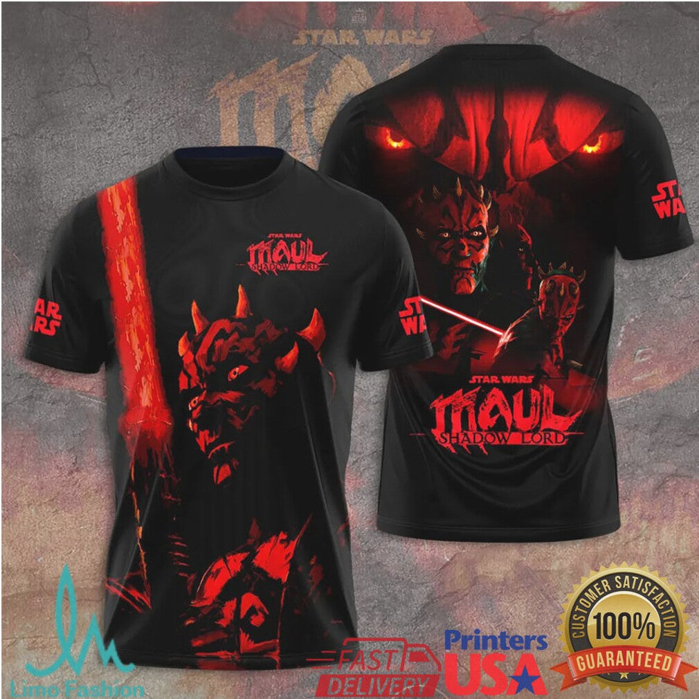 Star Wars Darth Maul Shadow Lord Red & Black Sith 3D Apparel Collection T Shirt - Limotees LLC