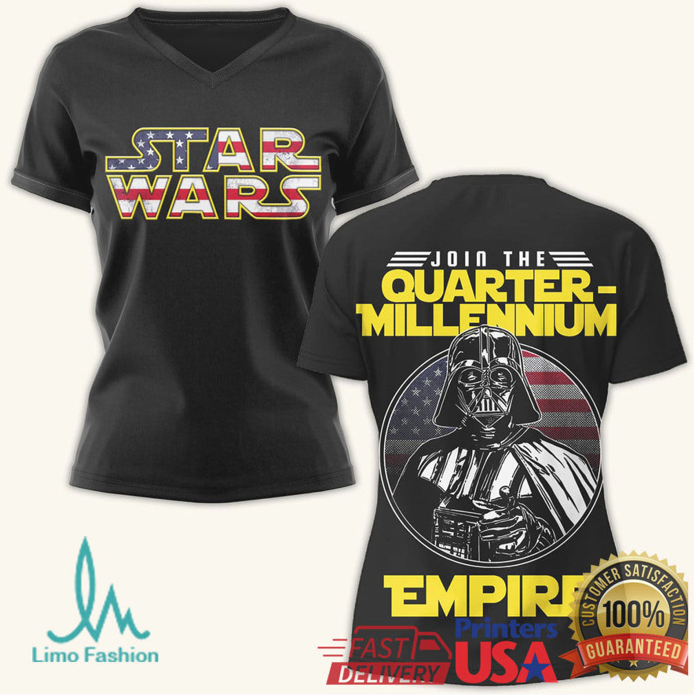 Star Wars Darth Vader Quarter Millennium Empire USA Flag Graphic T Shirt - Limotees LLC