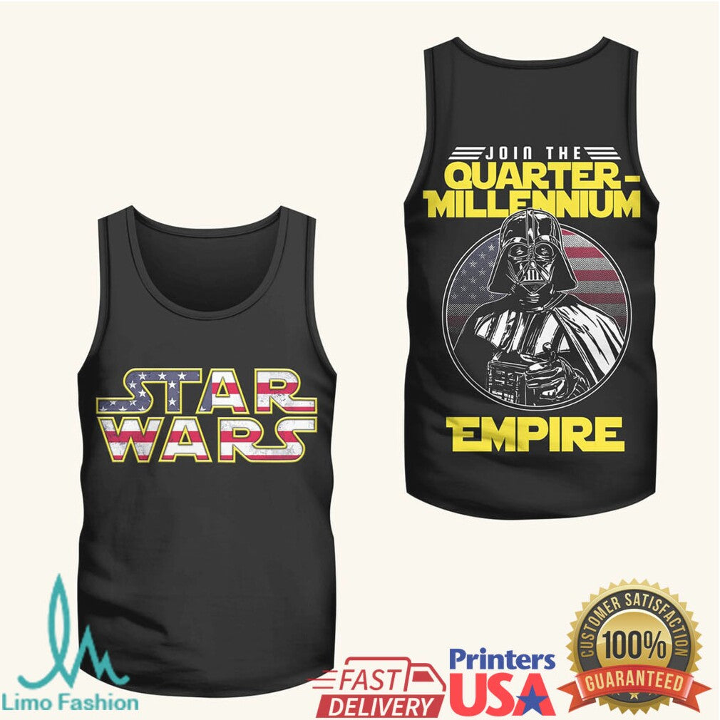 Star Wars Darth Vader Quarter Millennium Empire USA Flag Graphic T Shirt - Limotees LLC