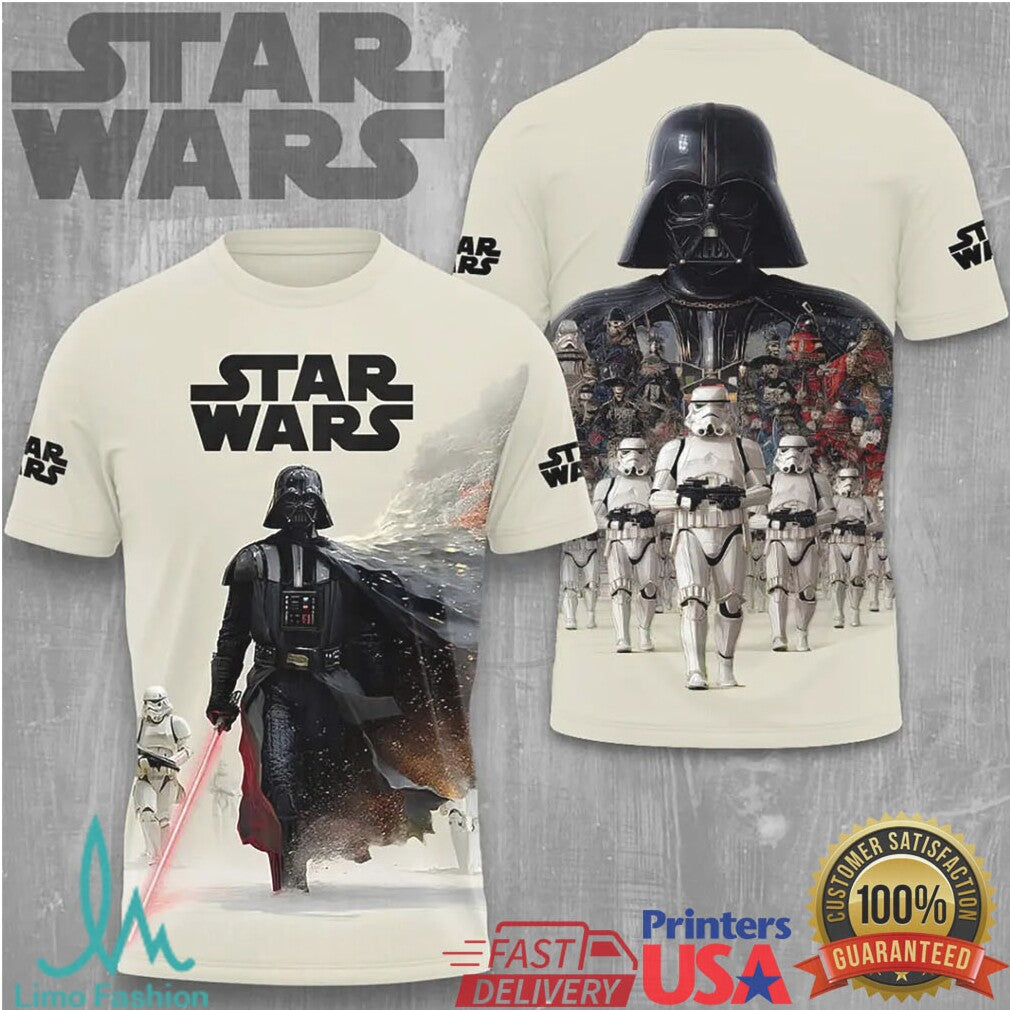 Star Wars Darth Vader Stormtrooper Imperial Army White Cinematic All Over Print Fans T Shirt - Limotees LLC