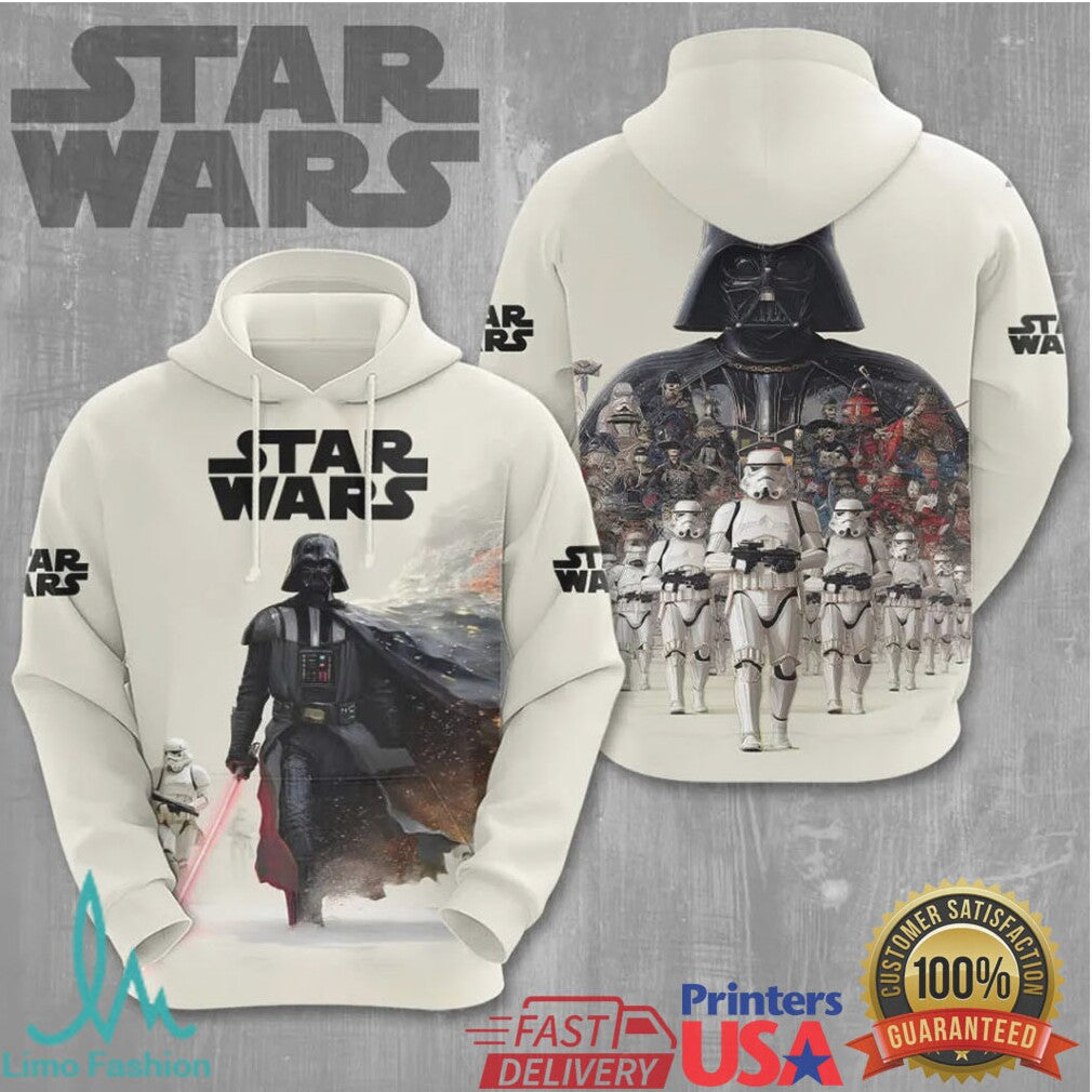 Star Wars Darth Vader Stormtrooper Imperial Army White Cinematic All Over Print Fans T Shirt - Limotees LLC