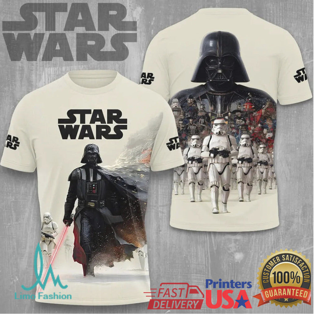 Star Wars Darth Vader Stormtrooper Imperial Army White Cinematic All Over Print Fans T Shirt - Limotees LLC