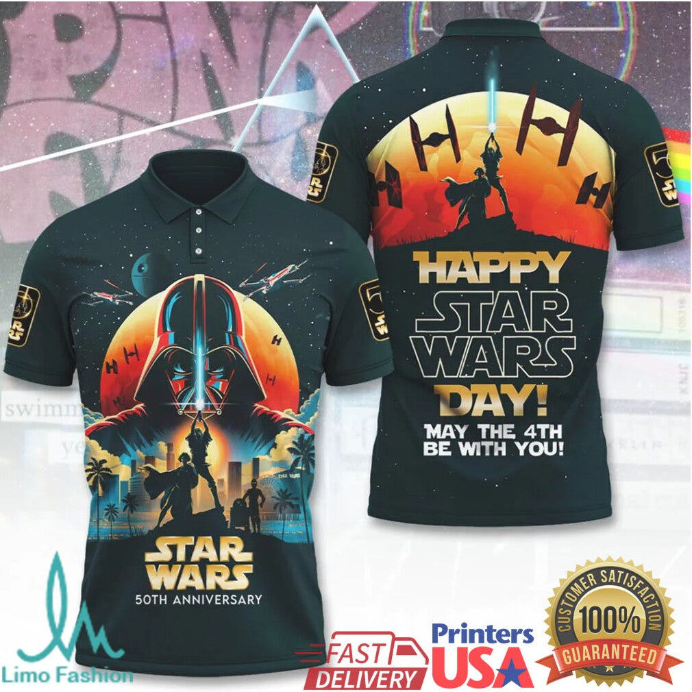 Star Wars Day May the 4th Be With You 50th Anniversary Retro Design T Shirt - Limotees LLC