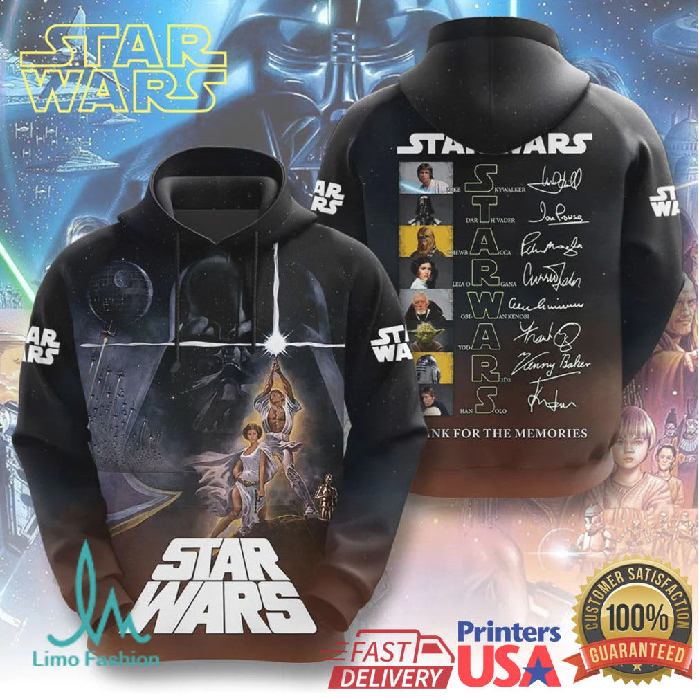 Star Wars Original Trilogy Characters Cast Signatures 3D All Over Print T Shirt - Limotees LLC
