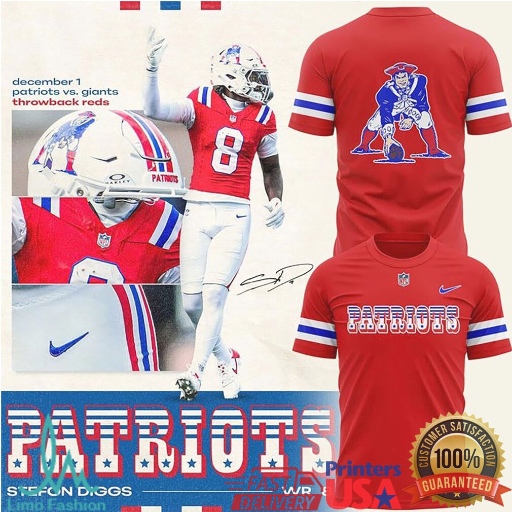 Stefon Diggs New England Patriots Throwback Red Stripe Graphic T Shirt - Limotees LLC