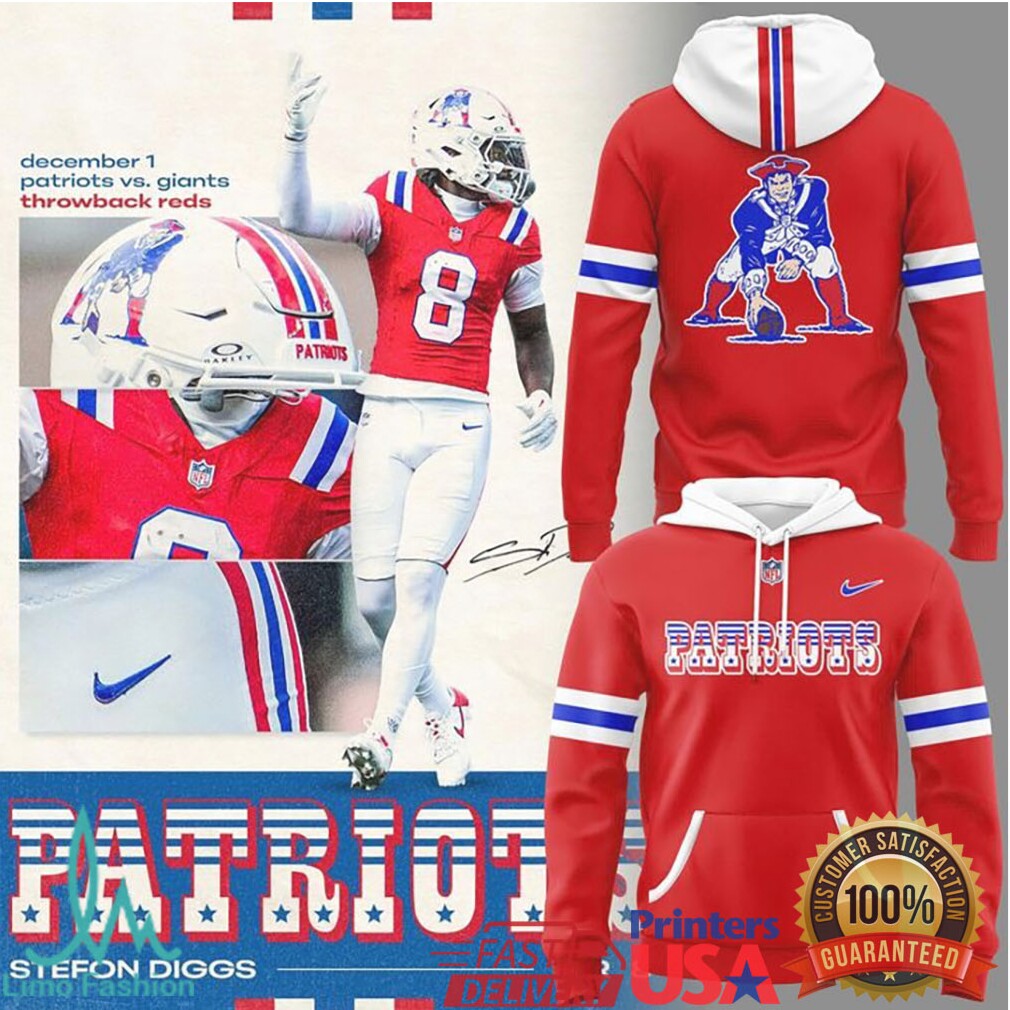 Stefon Diggs New England Patriots Throwback Red Stripe Graphic T Shirt - Limotees LLC