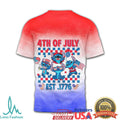 Stitch 4th of July Tie Dye Style T Shirt America's 250th Anniversary EST 1776