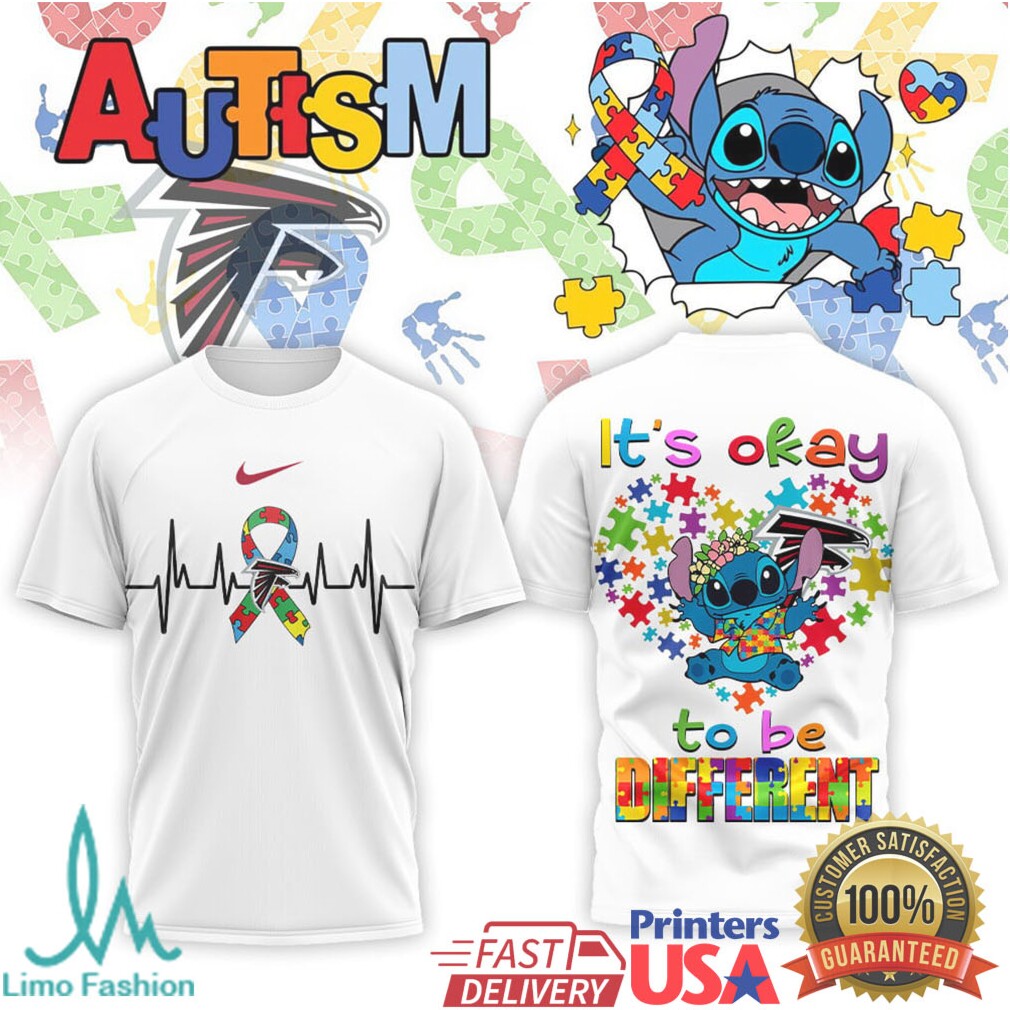 Stitch Atlanta Falcons Autism Awareness It's Okay To Be Different T Shirt - Limotees LLC