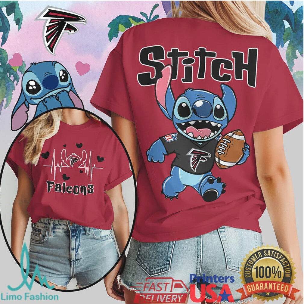Stitch Atlanta Falcons Football Heartbeat Graphic T Shirt