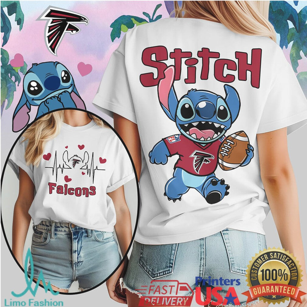 Stitch Atlanta Falcons Football Heartbeat Graphic T Shirt