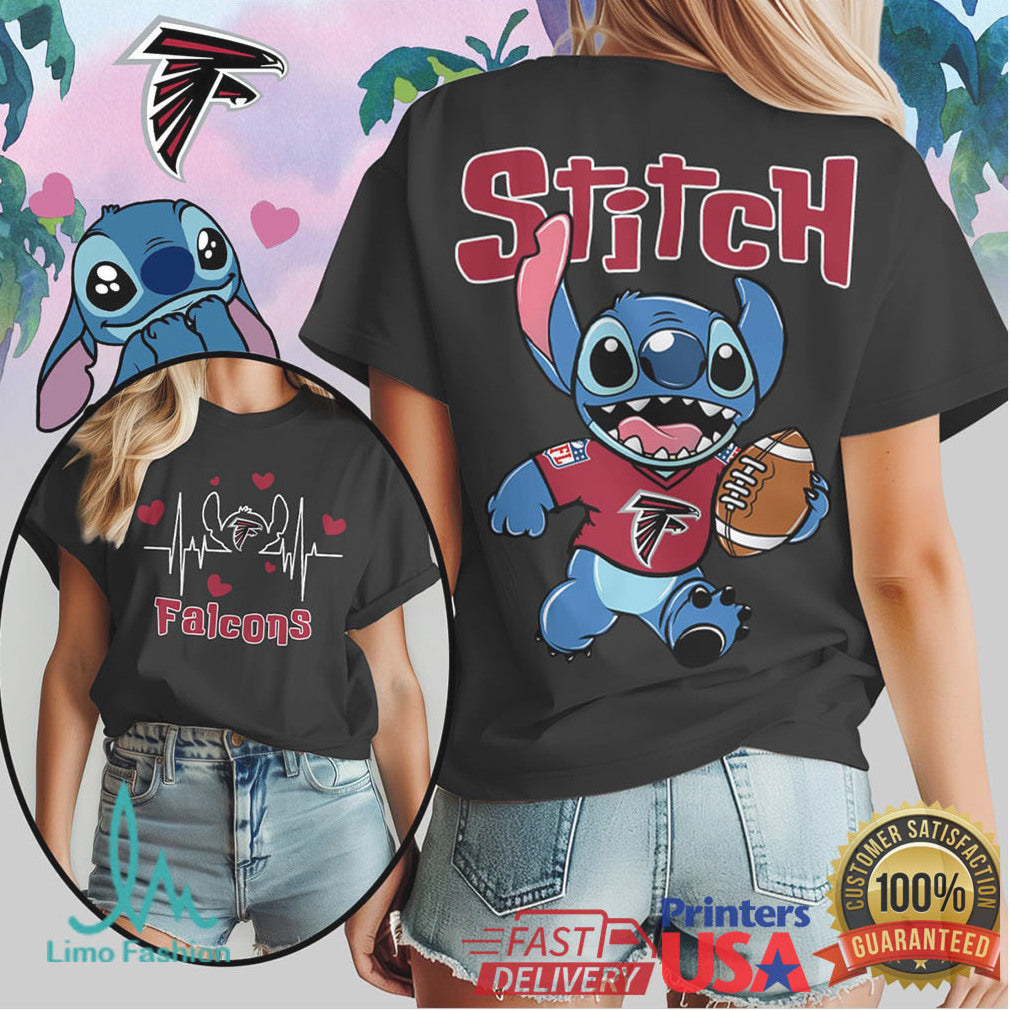 Stitch Atlanta Falcons Football Heartbeat Graphic T Shirt