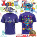 Stitch Baltimore Ravens Autism Awareness It's Okay To Be Different T Shirt - Limotees LLC
