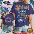 Stitch Baltimore Ravens Football T Shirt Front Heartbeat & Back Print - Limotees LLC