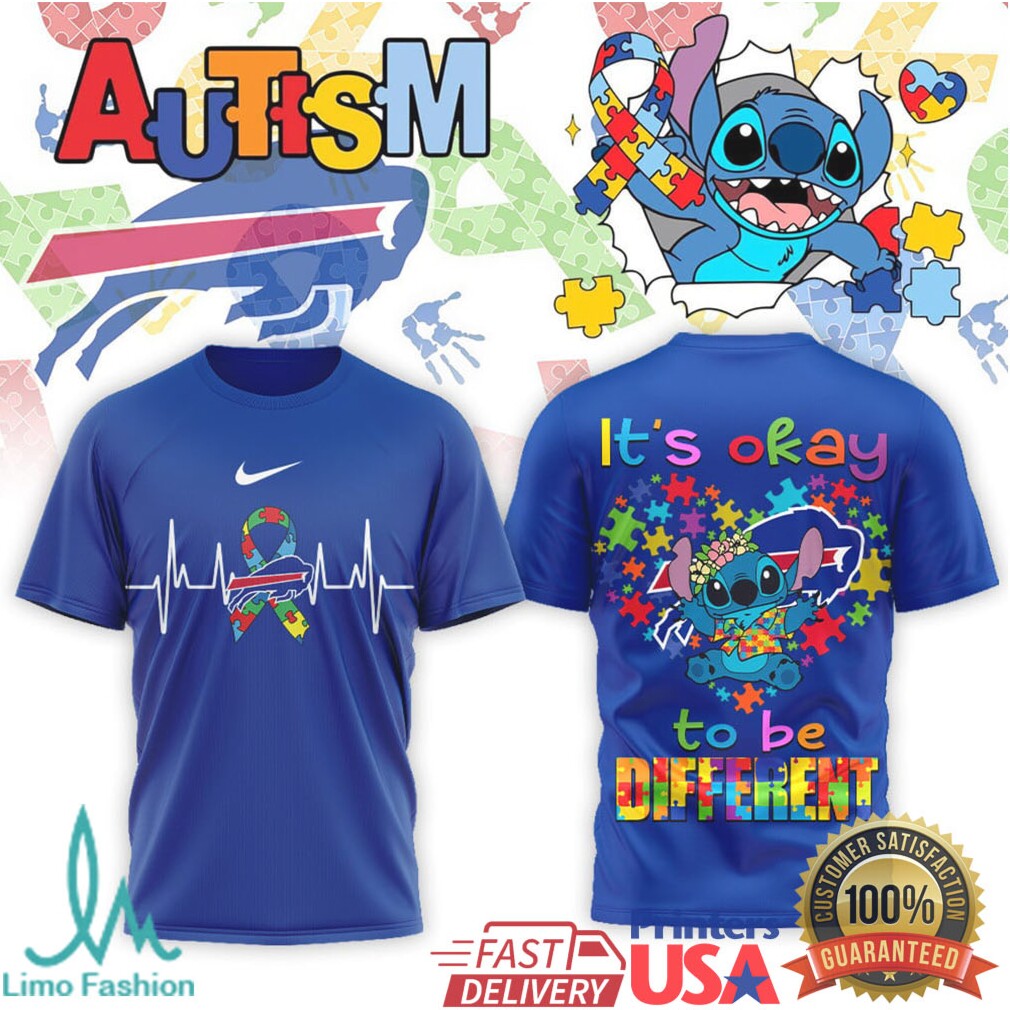 Stitch Buffalo Bills Autism Awareness It's Okay To Be Different T Shirt - Limotees LLC