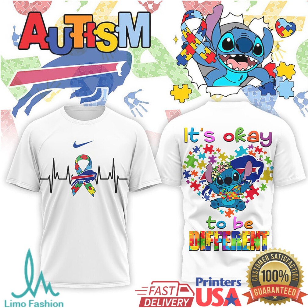 Stitch Buffalo Bills Autism Awareness It's Okay To Be Different T Shirt - Limotees LLC
