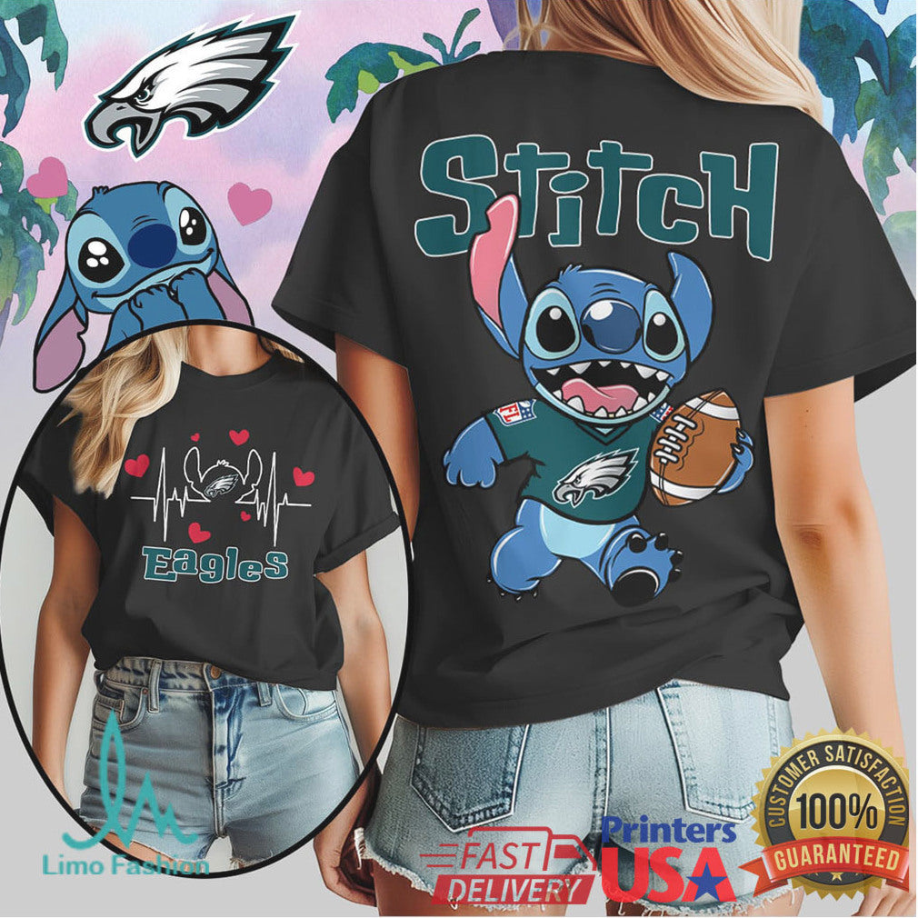 Stitch Philadelphia Eagles Football T Shirt Cute Fan Gear - Limotees LLC