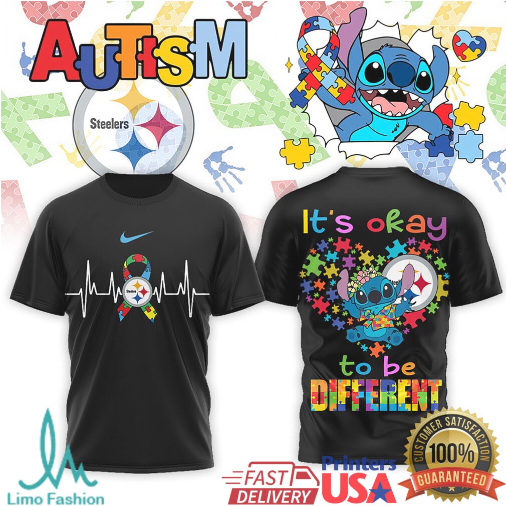 Stitch Pittsburgh ST Shirtlers Autism Awareness It's Okay To Be Different T Shirt - Limotees LLC