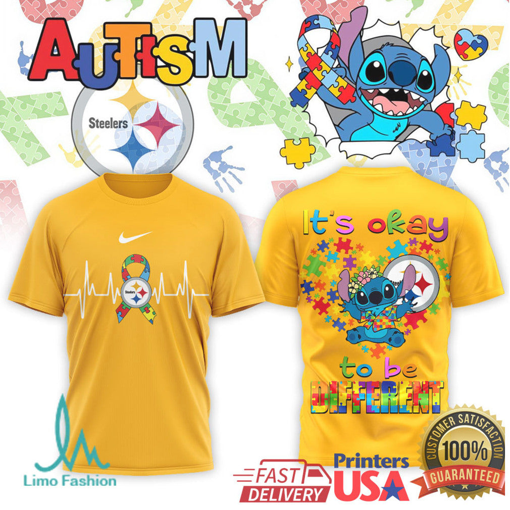Stitch Pittsburgh ST Shirtlers Autism Awareness It's Okay To Be Different T Shirt - Limotees LLC