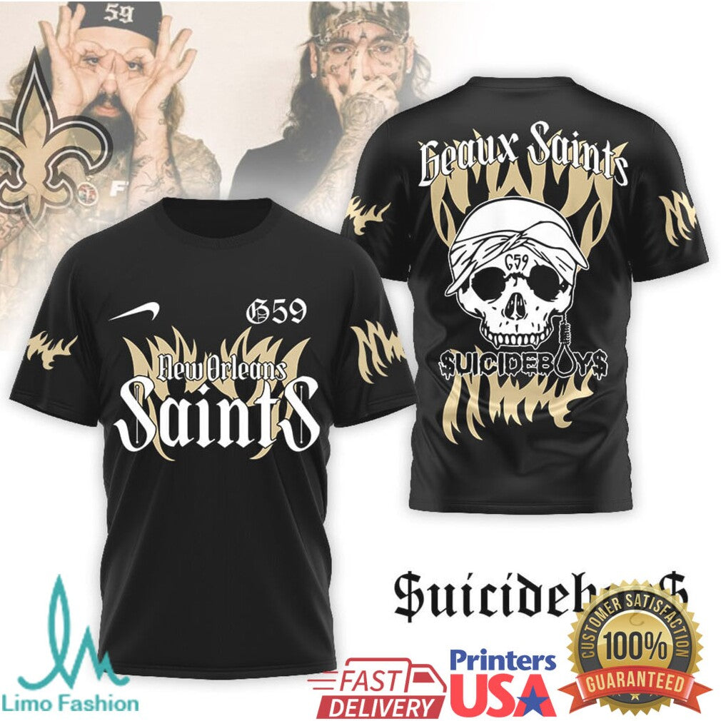 Suicideboys G59 New Orleans Saints Crossover Hoodie Shirt - Limotees LLC