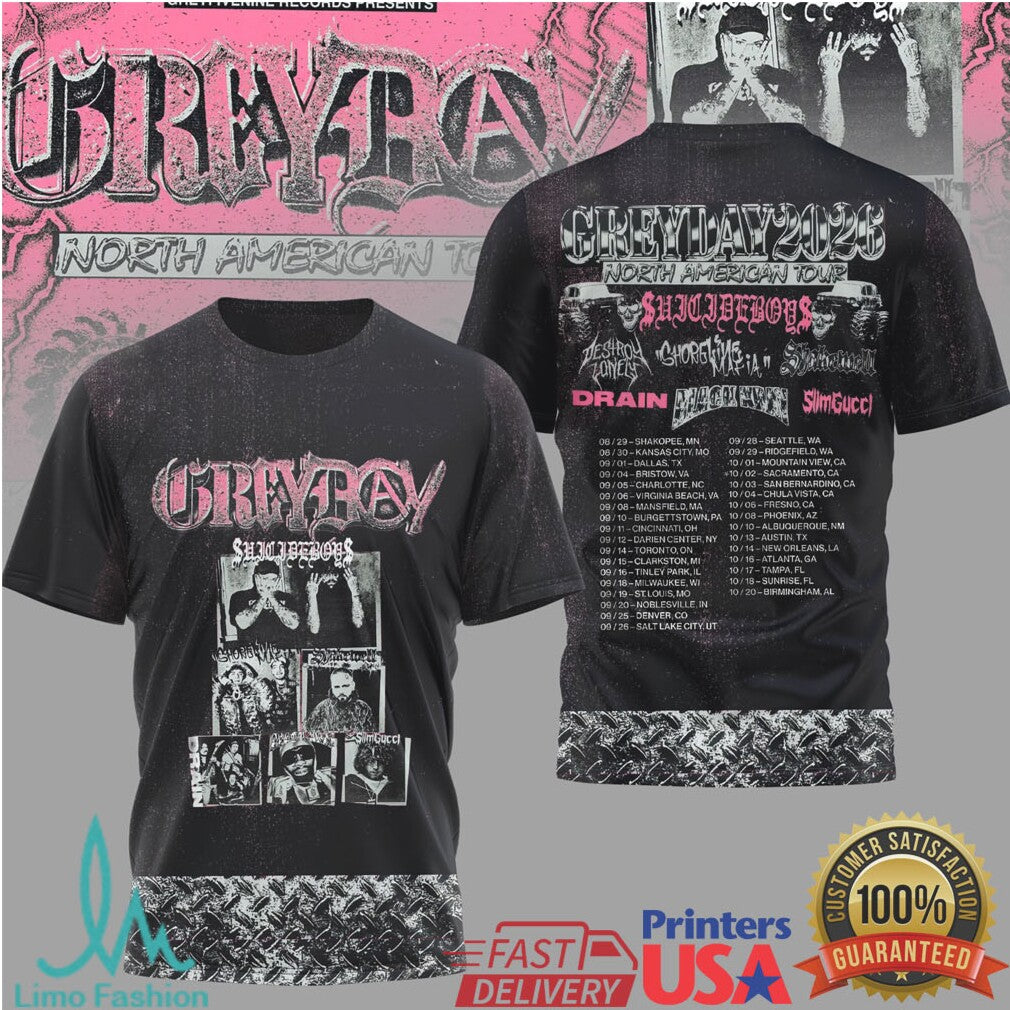 Suicideboys Grey Day 2024 North American Tour G59 Rap Concert T Shirt - Limotees LLC