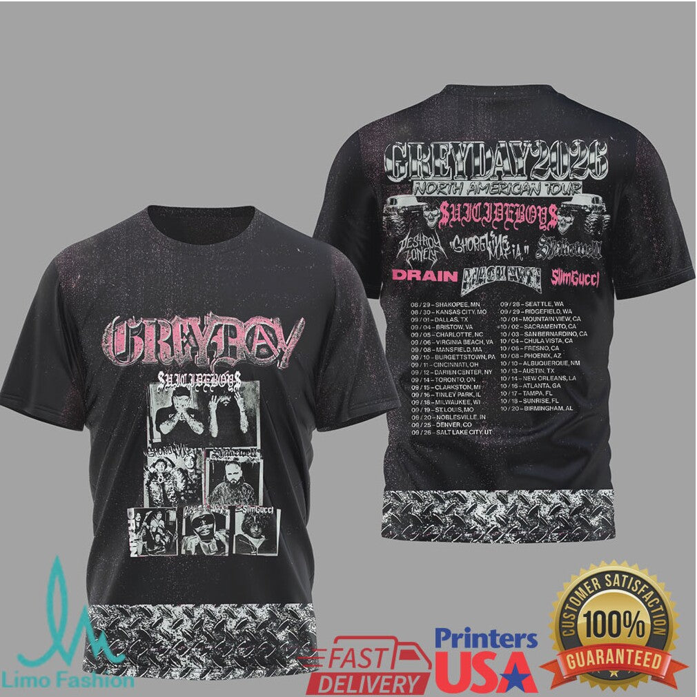 Suicideboys Grey Day 2024 North American Tour G59 Rap Concert T Shirt - Limotees LLC